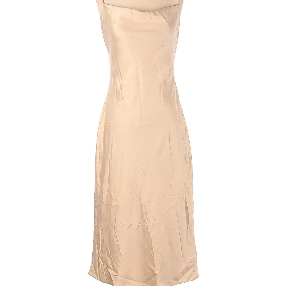 Birdy Grey satin lisa midi dress bridesmaid small gold champagne